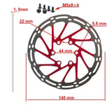 DISCO DE FRENO FLOREADO 140mm ROJO